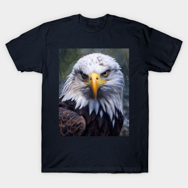 Majestic Gaze: A Hyperrealistic Oil Painting of a Bald Eagle T-Shirt by ABART BY ALEXST 